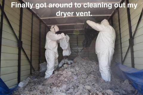 big pile of dryer lint form cleaning dryer vents